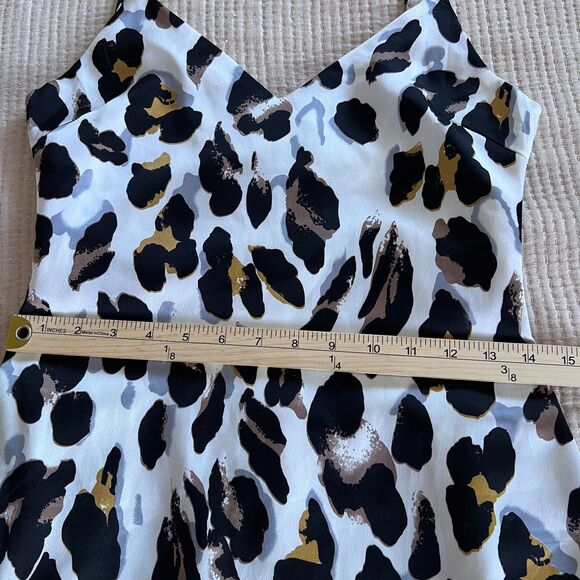 Revolve Super Down Slip Dress Women White Black Small Animal Print V Neck Lined - Picture 10 of 16